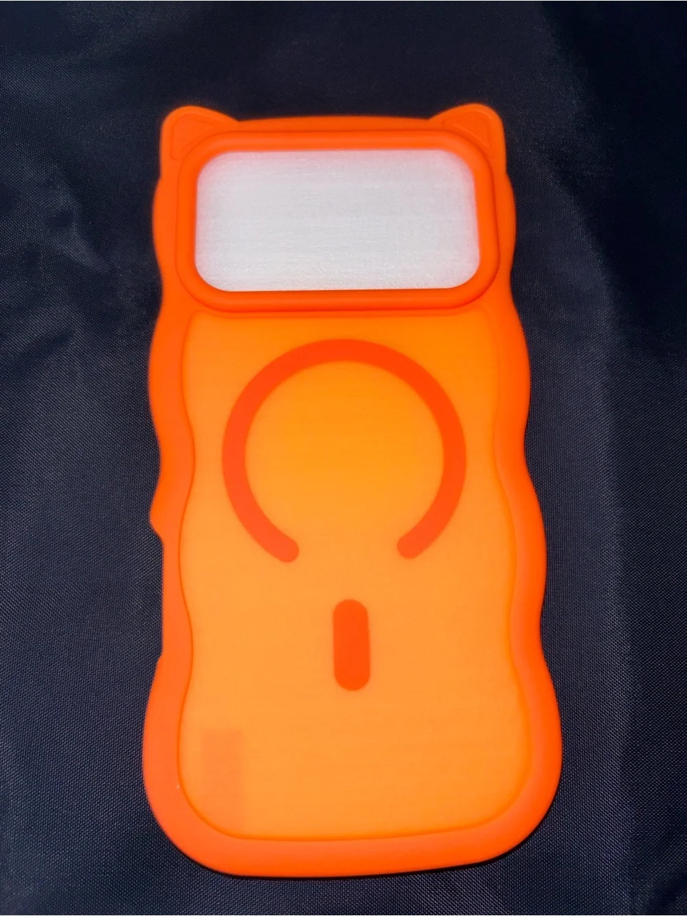Orange Silicone Phone Case with MagSafe-Compatible Ring